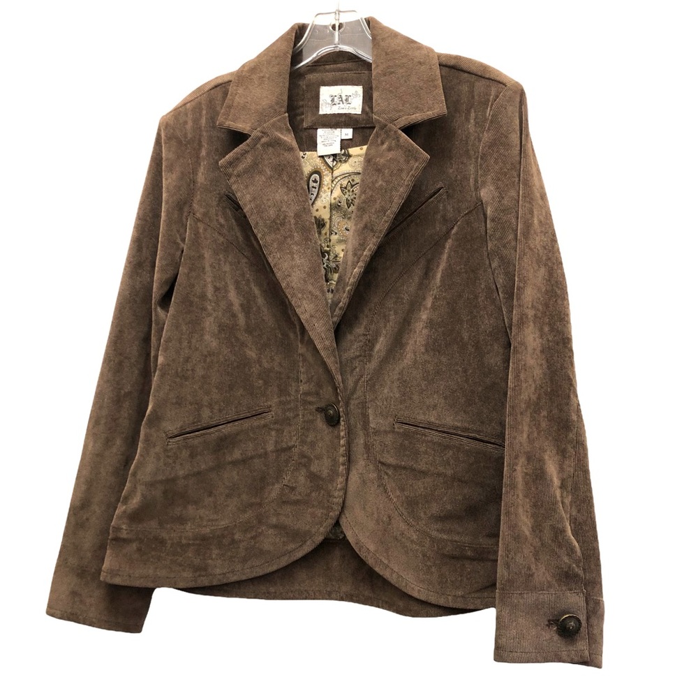 Live a Little Single-Breasted Notched-Collar Corduroy Blazer W Size M Brown